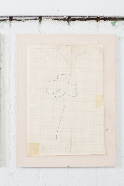 Ida Aurora Høiklev Ribu - "Make" #3, broderi, tegning, lin, og bomull organza, 30 x 40 x 2 cm.